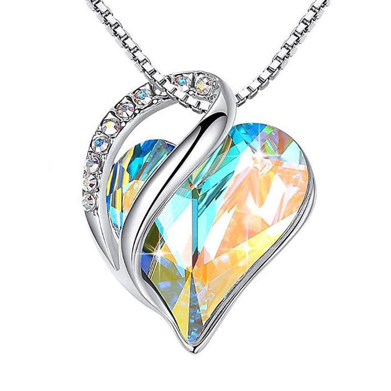 S925 Sliver Heart Shaped Geometric Necklace
